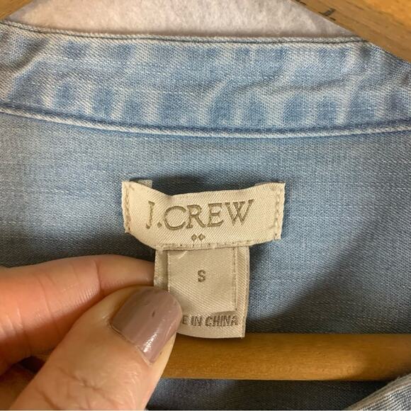 J Crew Chambray Shirt Dress Sz S/M Preppy Western Coastal Cowgirl Festival - Picture 7 of 8